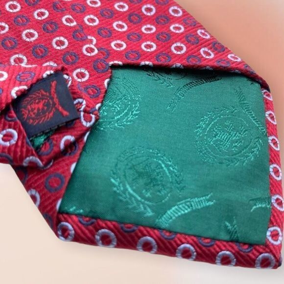 TOMMY‎ Hilfiger Silk Burgundy Print Tie - Picture 5 of 7